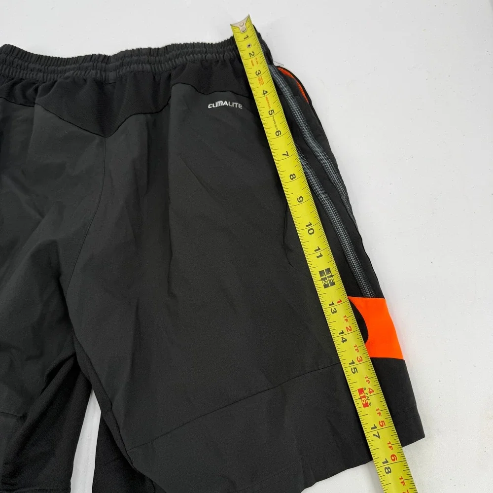 Adidas Climalite Mens Athletic‎ Shorts Black Orange Grey Stripes Size Small 8